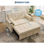 Divano Letto Convertibile, Divanetto Letto in Velluto a Coste con Letto Estraibile, Schienale Regolabile e Tasche Laterali, Divano Moderno Imbottito per Ufficio Domestico