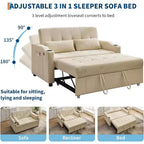 Divano Letto Convertibile, Divanetto Letto in Velluto a Coste con Letto Estraibile, Schienale Regolabile e Tasche Laterali, Divano Moderno Imbottito per Ufficio Domestico