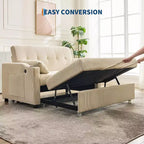 Divano Letto Convertibile, Divanetto Letto in Velluto a Coste con Letto Estraibile, Schienale Regolabile e Tasche Laterali, Divano Moderno Imbottito per Ufficio Domestico