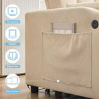 Divano Letto Convertibile, Divanetto Letto in Velluto a Coste con Letto Estraibile, Schienale Regolabile e Tasche Laterali, Divano Moderno Imbottito per Ufficio Domestico