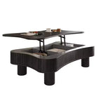Tavolino da caffè sollevabile liscio con contenitore nascosto, Tavolo centrale scanalato per soggiorno, Tavolino da cocktail in legno, Capacità 18 kg (sollevato)/68 kg