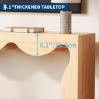 Tavolino Consolle Rustico, Tavolo da Divano Stretto Naturale con Bordo Scalloped e Scaffale Portaoggetti per Ingresso o Soggiorno