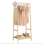 Natural Bamboo Clothes Rack, Freestanding Garment Organizer