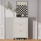 Entryway shoe cabinet, narrow shoe rack, shoe cabinet with 3 flip-top drawers, freestanding shoe cabinet with legs, entryway storage manager White