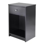 Squamish Nightstand with 1 Drawer - Black - Winsome: Wood Composite Bedside Table, Lacquered Finish, Shelf Storage