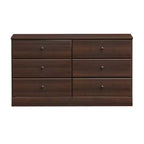 26.85" Prepac Astrid 6 Drawer Double Dresser for Bedroom Wide Chest of Drawers Bedroom Furniture Espresso