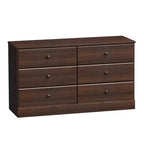 Comò doppio a 6 cassetti Astrid, 68,2 cm, per camera da letto, cassettiera larga, mobili per camera da letto, espresso