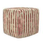 Sgabello imbottito quadrato intrecciato (bordeaux): pouf quadrato rivestito, nessun montaggio richiesto, stile moderno.