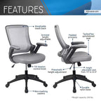 Sedia da ufficio Mid-Back Mesh Task con braccioli regolabili in altezza -