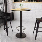 Piano tavolo rotondo in laminato da 30" con base tavolo rotonda da 18" altezza bar e anello poggiapiedi