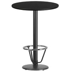 Piano tavolo rotondo in laminato da 30" con base tavolo rotonda da 18" altezza bar e anello poggiapiedi