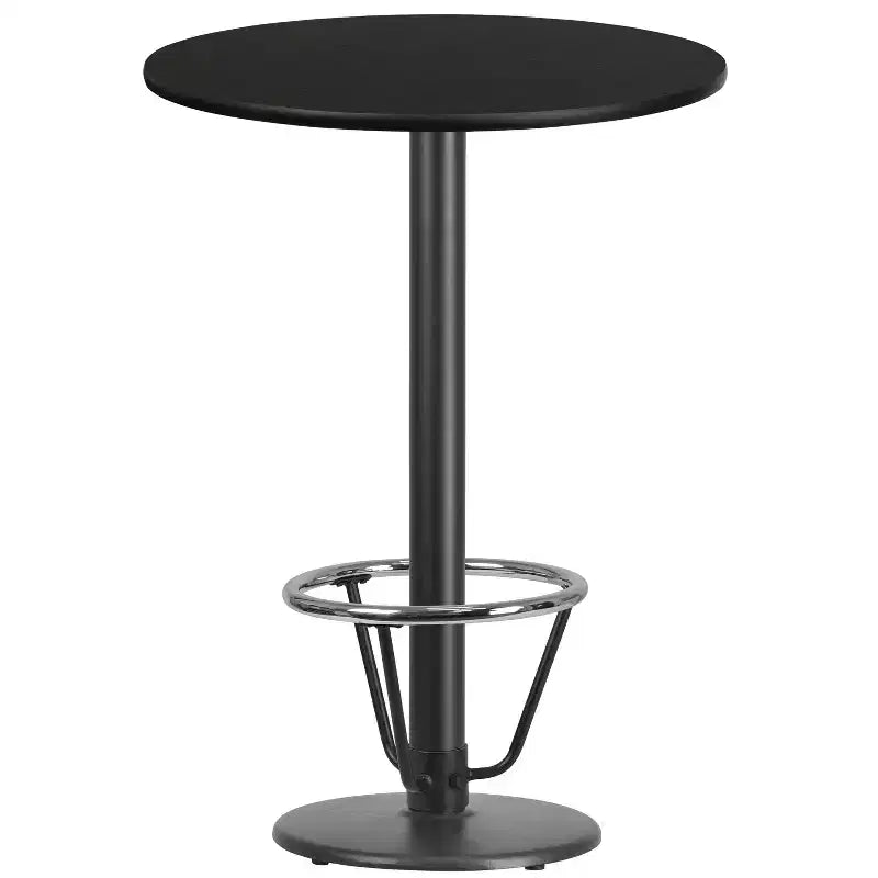 Piano tavolo rotondo in laminato da 30" con base tavolo rotonda da 18" altezza bar e anello poggiapiedi