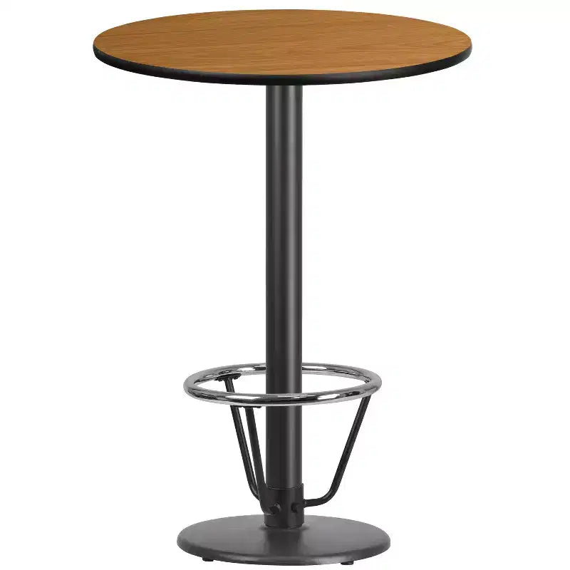 Piano tavolo rotondo in laminato da 30" con base tavolo rotonda da 18" altezza bar e anello poggiapiedi
