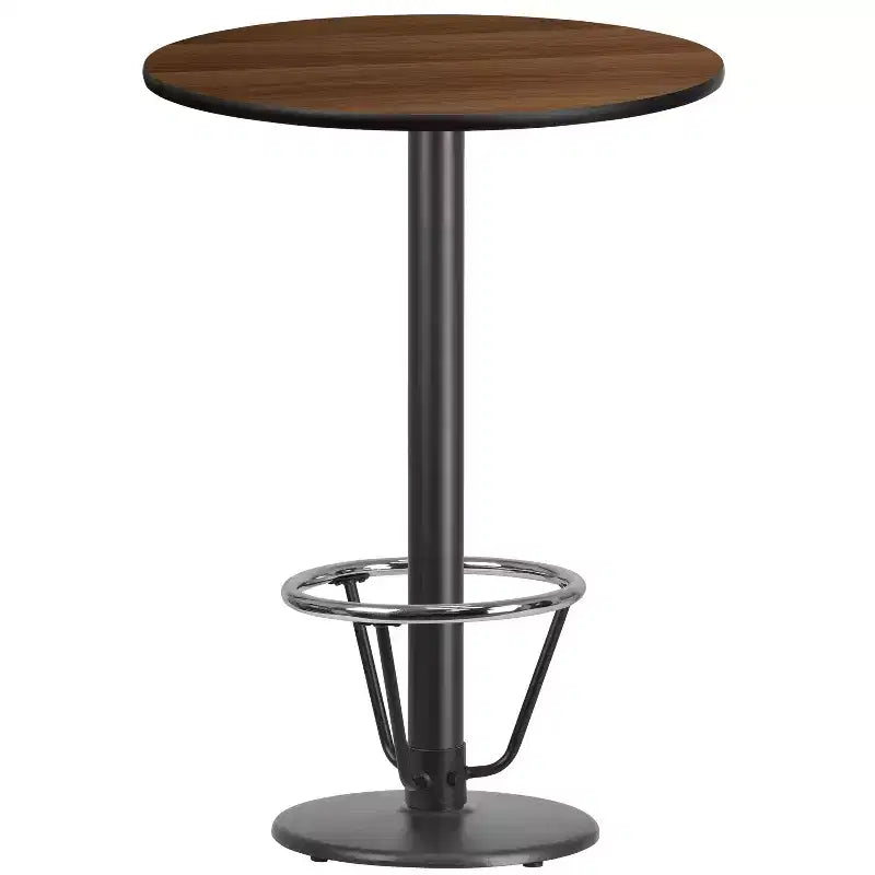 Piano tavolo rotondo in laminato da 30" con base tavolo rotonda da 18" altezza bar e anello poggiapiedi