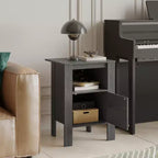 Comodino/Tavolino Laterale Compatto con Ripiano Aperto e Mobiletto, Rovere Scuro/Noce