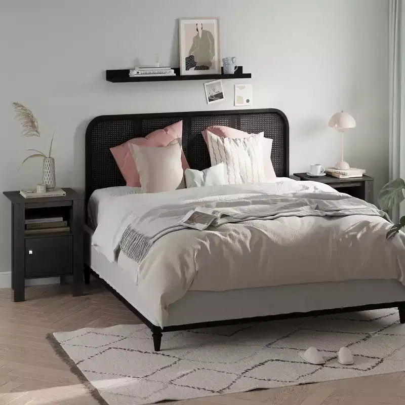Comodino/Tavolino Laterale Compatto con Ripiano Aperto e Mobiletto, Rovere Scuro/Noce