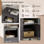 Comodino/Tavolino Laterale Compatto con Ripiano Aperto e Mobiletto, Rovere Scuro/Noce