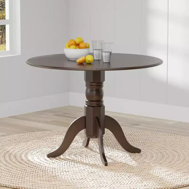 Glenwillow Home 42 Solid Wood Pedestal Base Double Drop Lead Dining Table